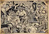 S. Clay Wilson, 1st Ides of March Party, 1976, original illustration with, ink and white-out enhancements