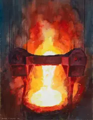 Pouring Steel by Cynthia Cooley, 1998, watercolor on paper, offered Jun 2026