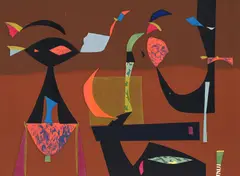 Russell Twiggs, Serenade, mid 1950's , paper stencil and Tusche and glue resist stencils, 11.5 x 15.5 inches, pencil