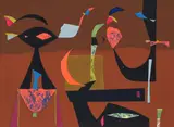 Russell Twiggs, Serenade, mid 1950's , paper stencil and Tusche and glue resist stencils, 11.5 x 15.5 inches, pencil