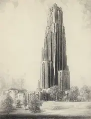 Louis Orr, Cathedral of Learning, University of Pittsburgh, etching