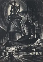 Harry Sternberg, Blast Furnace #1, 1937, etching and aquatint on paper