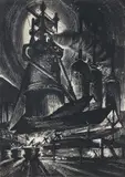 Harry Sternberg, Blast Furnace #1, 1937, etching and aquatint on paper