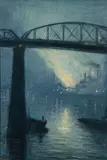 Aaron Harry Gorson, Steel Mill Nocturne with Bridge and Riverboats, undated, oil on canvas