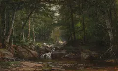 George Hetzel, Scalp Level Fly Fishing, 1885, oil on canvas