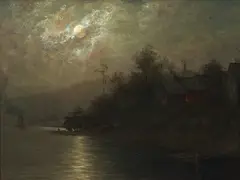 Martin Leisser, Moonlit River Nocturne, undated, oil on board