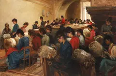 Martin Leisser, The Lace Makers, 1890, oil on canvas, relined