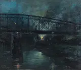 The Close of Day - Pittsburgh Nocturne, 1914 (or earlier) by William G. Mayer, oil on canvas, offered Jun 2026