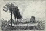 Landscape With Two Figures in the Center, Possibly Hunters by Joseph Woodwell, 1887, ink on paper, offered Jun 2026