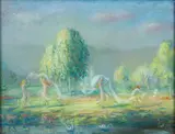 Arthur Bowen Davies, Dancing Spirits, undated, likely, watercolor and pastel on paper