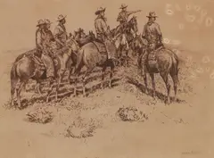 Edward Borein, Splitting the Riders (Galvin 35), etching