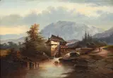 Water Mill in the Mountains by Bernard Heidland, oil on canvas, offered Jun 2026
