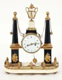 known as Gavelle L'Aine, Louis XVI ormolu and by Pierre Gavelle, marble portico mantel clock, French, late 18th century. With key, offered Jun 2026
