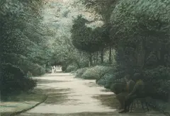Harold Altman, Sunlit Path, 1982, color, lithograph, pencil