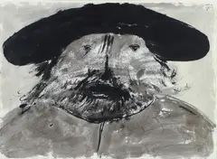 Leonard Baskin, H. Hopfer in Despair at Excessive Foul-Bite, 1962, ink and wash on paper