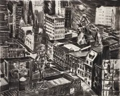 Mortimer Borne, Restless Night, c.1940, drypoint etching on cream paper