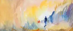 Sarah Brayer, Man in Wave, undated, watercolor on paper