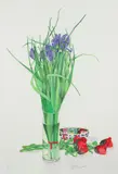 Gary Bukovnik, San Francisco Still Life -- Vase of Purple Flowers with Asian Bowl, 1986, color
