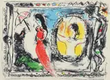 Marc Chagall, Woman with Umbrella, 1964, color, lithograph