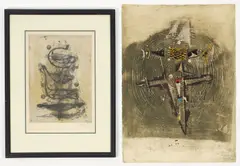 Johnny Friedlaender, Group of 2 Prints, a framed, etching and unframed lithograph, 1970s, both