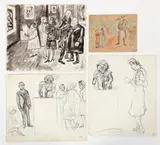 Enrico Glicenstein, (Polish/Jewish/American, 1870-1942), Group of 4: At an Exhibition (Weber)