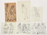 Enrico Glicenstein, (Polish/Jewish/American, 1870-1942), Group of 6 Welfare Island (Roosevelt Island) Portrait Drawings, 1940-