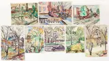 Enrico Glicenstein, (Polish/Jewish/American, 1870-1942), Group of 8 Watercolors of Sunnyside, Queens, 1938-