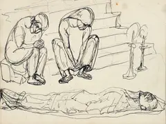 Enrico Glicenstein, (Polish/Jewish/American, 1870-1942), Sorrow [Douleur], 1929, pen and ink on paper