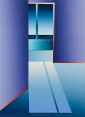 Daniel Joshua Goldstein, The Purple Room, 1983, mixed media print with collage elements