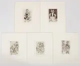 William Gropper, Group of 5 prints: Farmer, For the Record, Cloak Room, Tailor and Man at Table, 1960s, each one