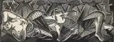 Sleeping Reapers by Louis Hechenbleikner, 1948, woodcut on thin handmade paper, offered May 2026