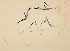 Herbert Katzman, Reclining Nude, 1953, ink and watercolor on paper, pencil