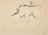 Reclining Nude by Herbert Katzman, 1953, ink and watercolor on paper, pencil, offered May 2026