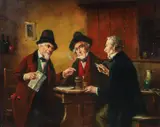 Gentlemen in a Tavern, late 19th/ by Lajos Kolozsváry, oil on canvas, offered May 2026