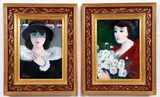 Charles Levier, 2 Portraits of Ladies, oil on canvas, both