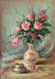 Lois McCune, Untitled, oil on canvas flowers in vase