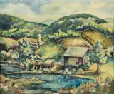Bethel Church Road Farm by Marie Mitchell, 1957, oil on canvasboard, offered May 2026