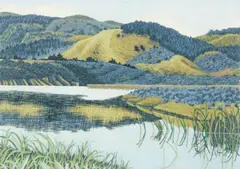 Gordon Mortensen, Foothills, 1978, color reduction, woodcut, pencil
