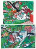 2 Views of Adamsburg Pa., from The Home Series by Tony Naponic, 1992, acrylic and mixed media on paper,23.5 x 35 inches and slightly smaller, offered May 2026