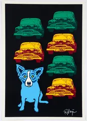 George Rodrigue, Junkyard Dog Split Font, 1993, serigraph printed in colors