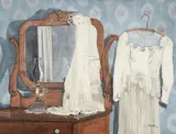 Mother's Wedding Dress by Myra Schuetter, 1982, watercolor on paper, offered May 2026