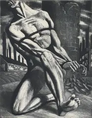 Harry Sternberg, Enough!, 1947, etching and aquatint on heavy cream paper