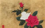 Kazutoshi Sugiura, Rose No. 6, 1993, serigraph on gold leaf