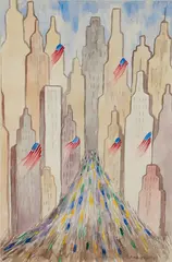 Abraham Walkowitz, New York City Parade, undated, watercolor on paper