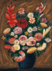 Abraham Walkowitz, Still Life With Flowers in a Vase, undated, oil on canvas board