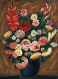 Abraham Walkowitz, Still Life With Flowers in a Vase, undated, oil on canvas board