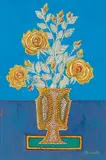 Peter A. Contis, Roses in Vase, gouache on board