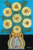 Peter A. Contis, Zinnias in Vase, gouache on board