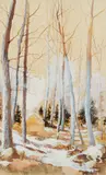 Charles Pitcher, (American, 1927-2009), Cabin Among the Trees, 1976, mixed media on paper
