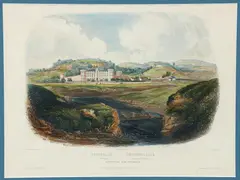 Karl Bodmer, Western Penitentiary, near Pittsburgh, Date: c. 1830, hand colored, engraving, Dimensions: